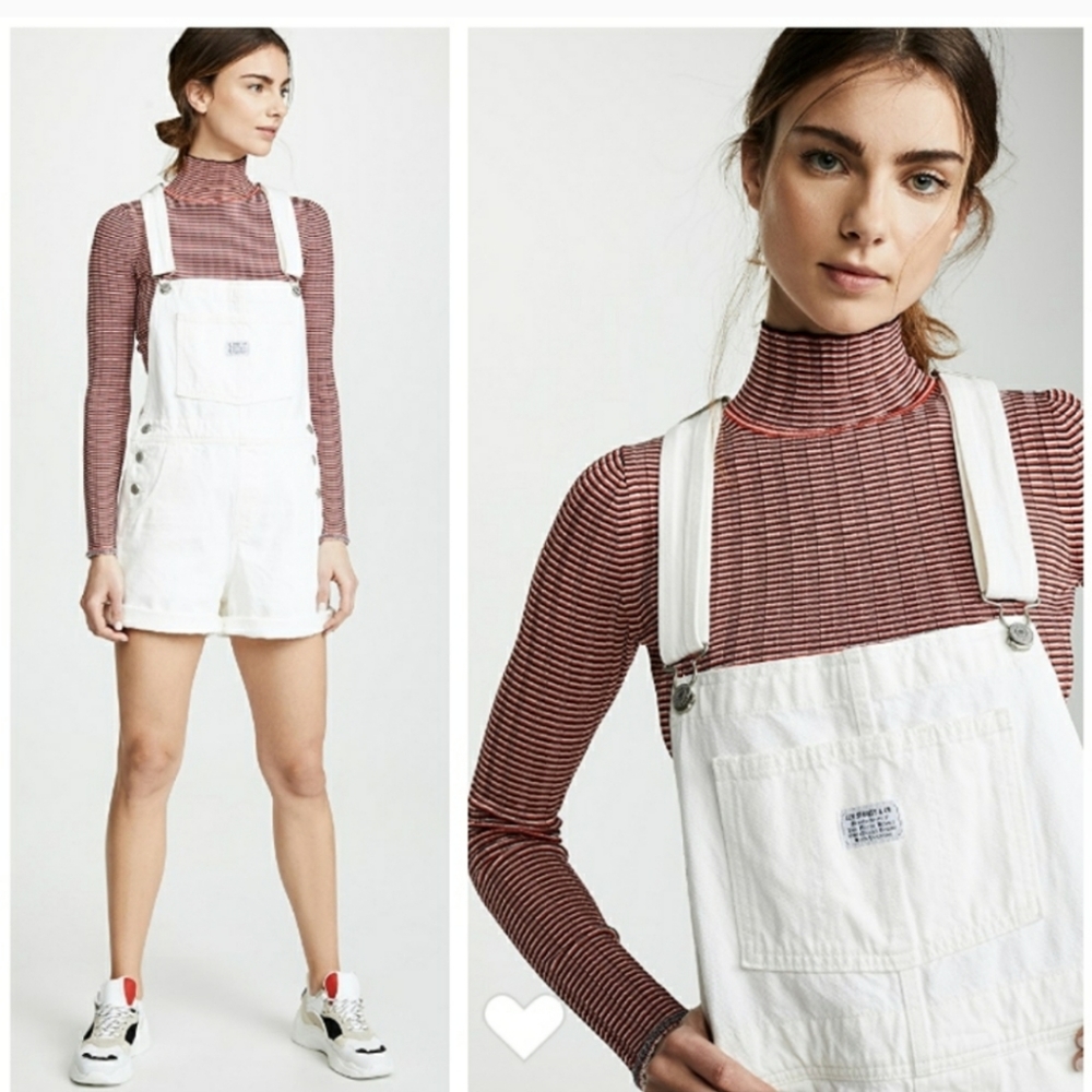 Levi's Vintage Shortalls Overalls Short  White - Picture 3 of 3